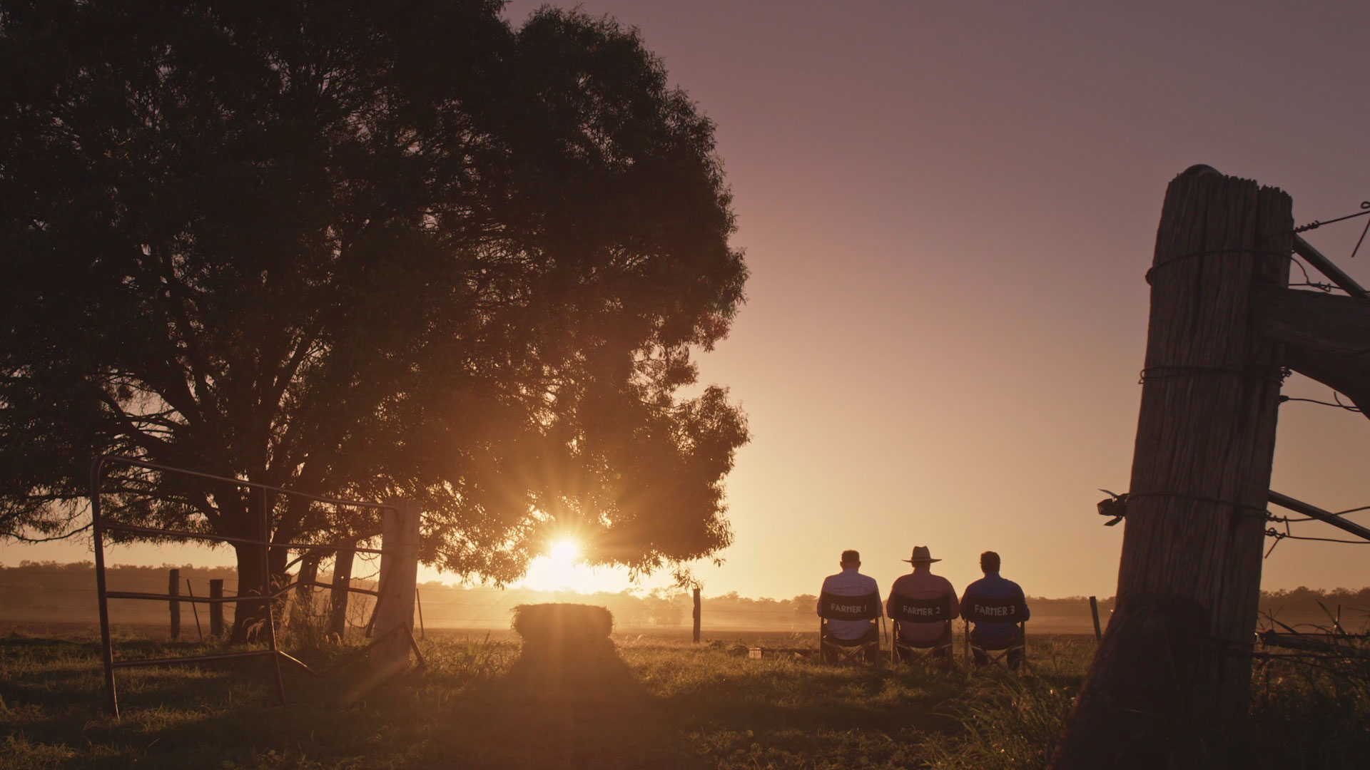 Three Aussie Farmers Sunset