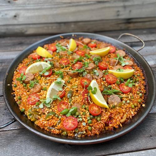 Dan and stephs spicy sicilian sausage paella - Sicilian sausage