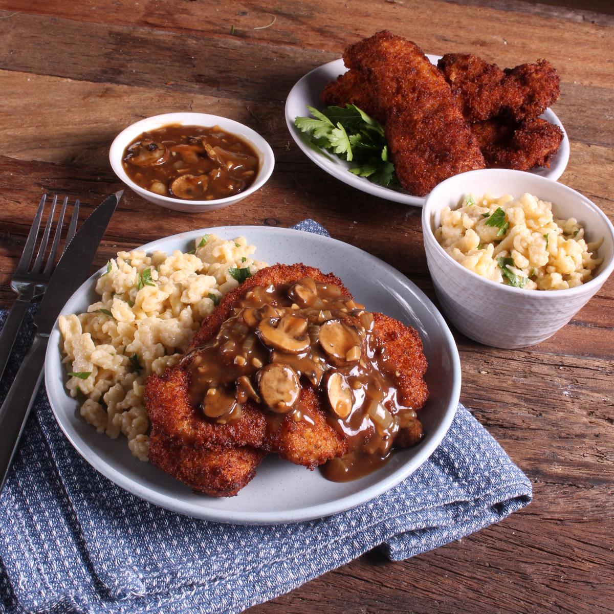 Jagerschnitzel with Spatzle