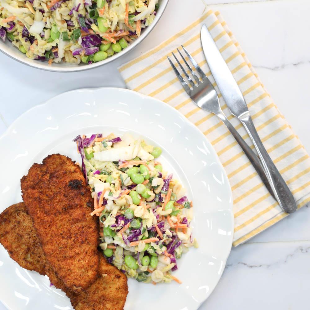 Pork Schnitzel with Thai Stlye Coleslaw