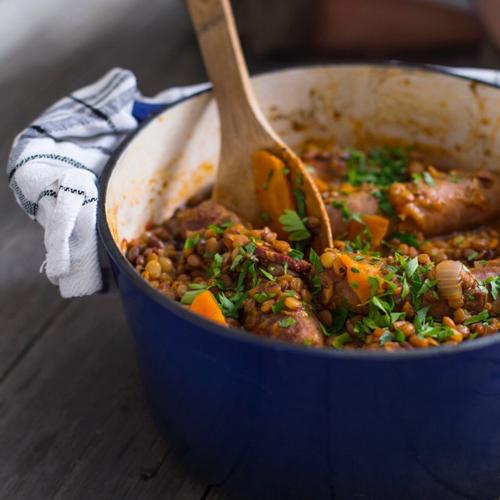 Sicilian sausage and lentil simmer