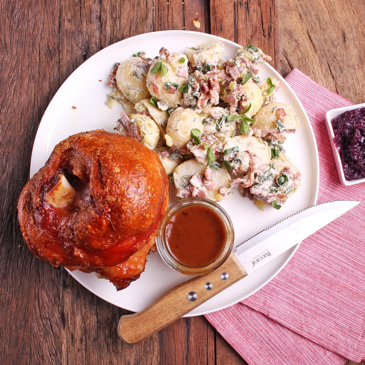 German Knuckle Pork with Potato Salad
