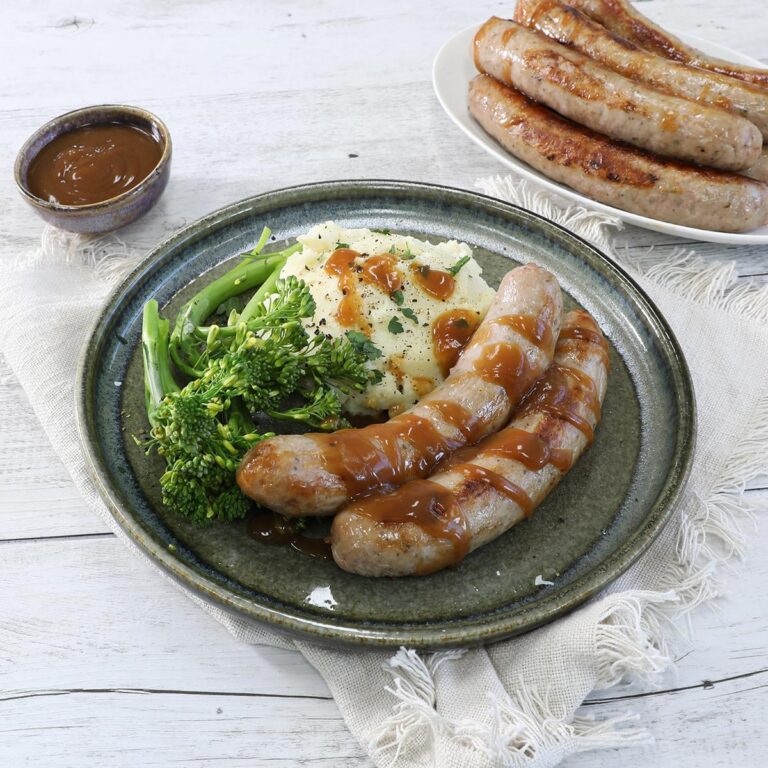Farmhouse Sausages With Apple Cider Gravy & Roasted Garlic Mash Three
