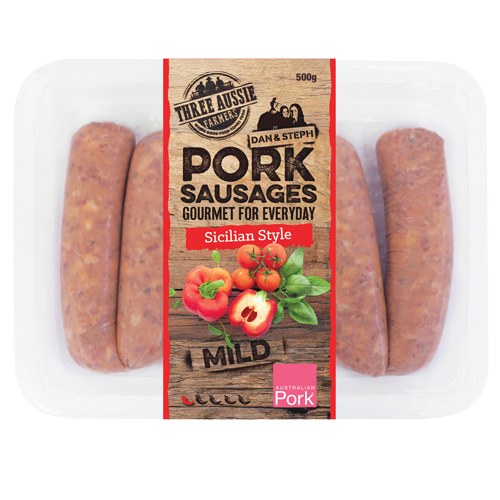 Three Aussie Farmers Sicilian Style Pork Sausages