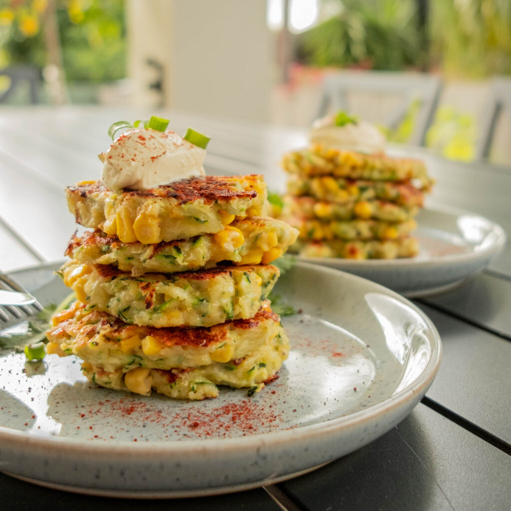 Three Aussie Farmers Pulled Pork Zucchini Corn Fritter