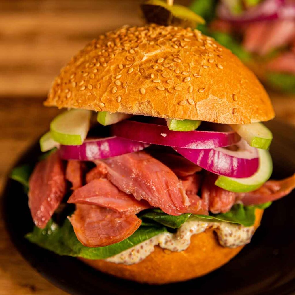 Three Aussie Farmers Meaty Hock Burger With Apple