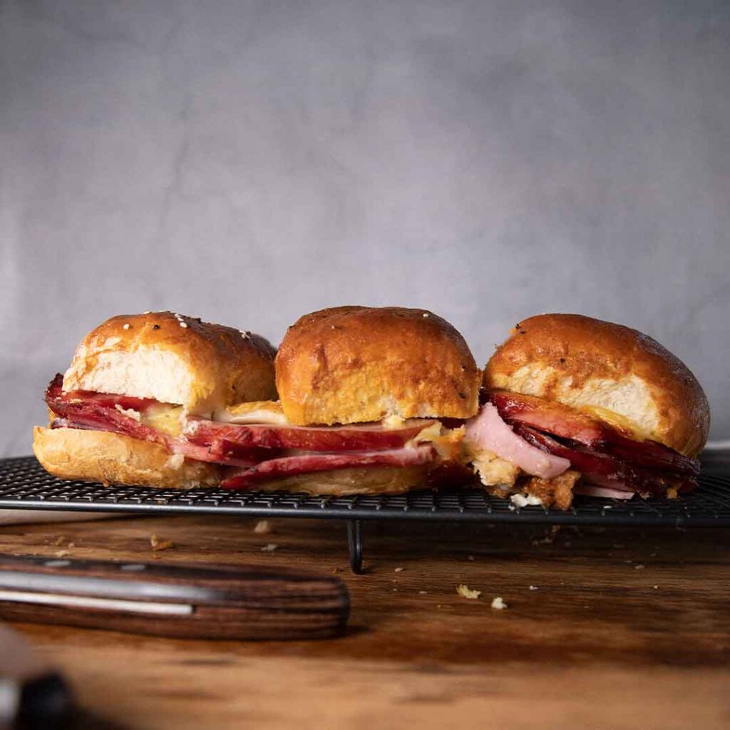 Three Aussie Farmers - Triple Cheese Ham Sliders